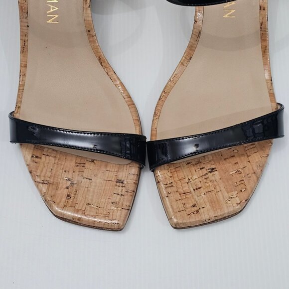 Stuart Weitzman Black Patent Leather Wedge Sandals - Picture 5 of 12